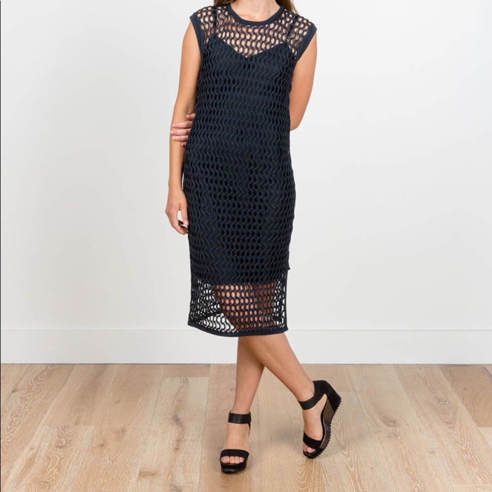 Rachel Comey Coax Dress Lace Knit Pima Cotton Navy